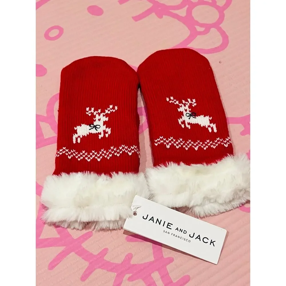 NWT❤️Janie and Jack Reindeer Mittens sz10/12